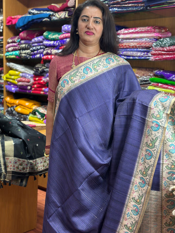 Purple with beige tusser silk sarees