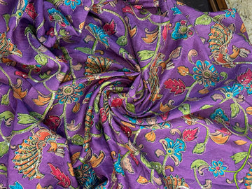 Lavender crepe kalamkari blouse material 1 metre.