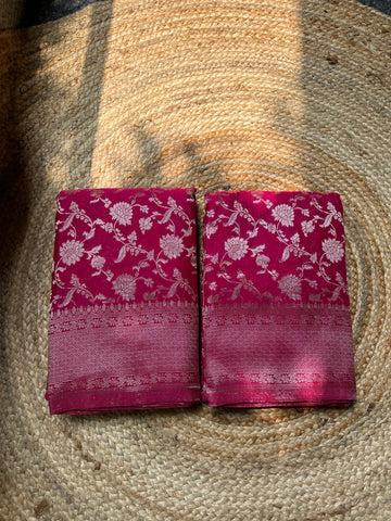 Dark rani pink soft georgette jaal pattern.