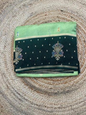 Olive green dola silk