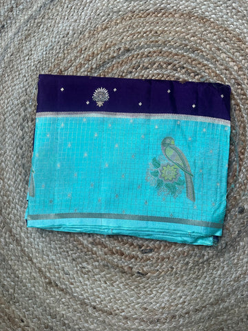 Real blue with purple dola silk.