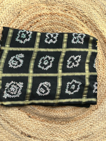 Black pure gajji silk Bandini prints blouse