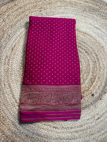 Rani pink pure khaddi Georgette silk sarees.