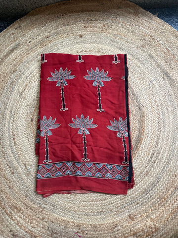 Red pure modal silk sarees.