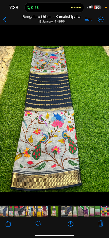 Grey with navy blue kalamkari crepe.