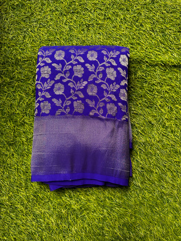Designer georgette jaal pattern royal blue.