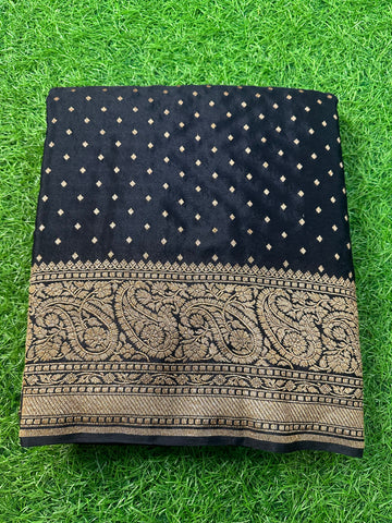 Black pure crepe Banaras silk.