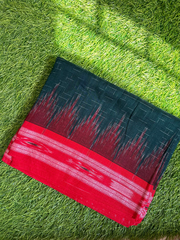 Odisha Ikat Weave Handloom Red Cotton Saree