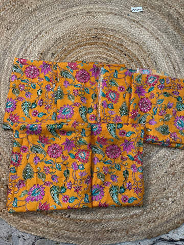 Mustard pure pen kalamkari blouse material 1 metre.
