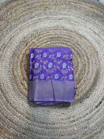 Lavender designer georgette in jaal pattern.