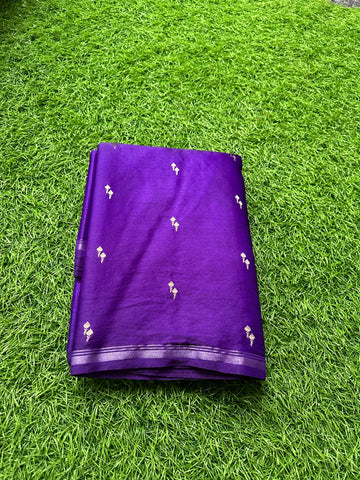 Semi silk sarees. Purple colour with butta blouse