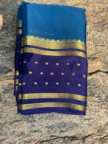 Peacock blue with dark blue bentex border with dots. 100 grams