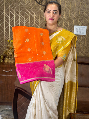 Orange and pink dola silk.