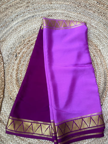 Lavender with wine half and half pure Mysore Silk crepe. 120 gsm