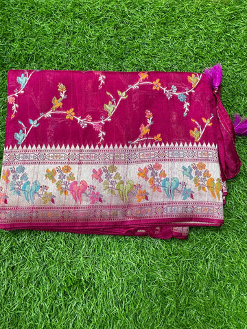 Mejentha tusser with Paithani border.