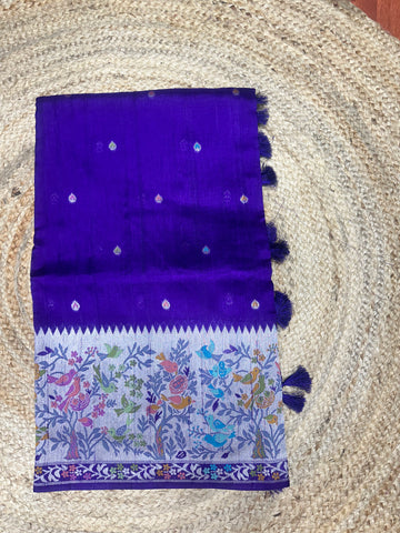 Purple tusser Paithani sarees