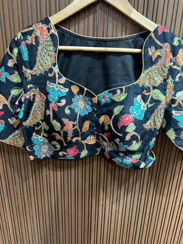 Black kalamkari ready blouse L to XXL size