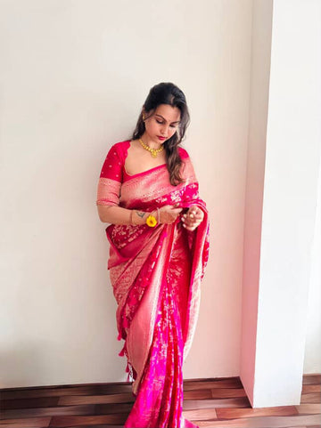 Rani pink crushed georgette sarees