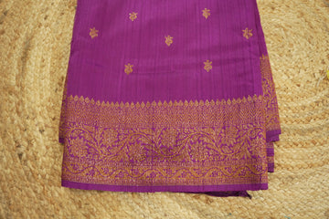 purple pure raw silk saree