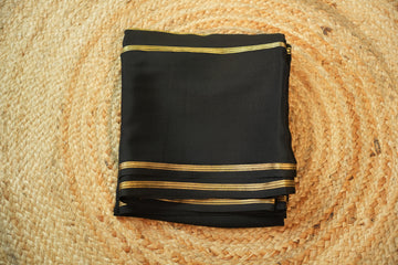Black 3D pattern self colour Pure Mysore silk 100 gsm
