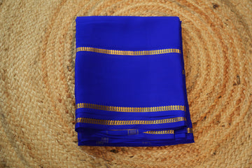 Royal blue Pure Mysore silk crepe with bentex border 80 gsm