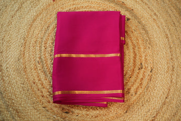 Rani pink Pure Mysore silk bentex border, 80 gsm