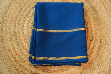 Peacock blue Pure Mysore silk Bentex border 80 gsm