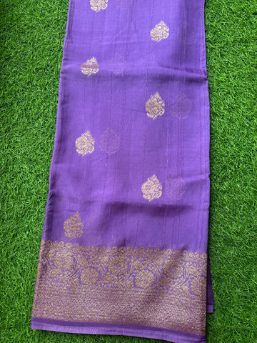 Lavender semi raw silk Banaras.