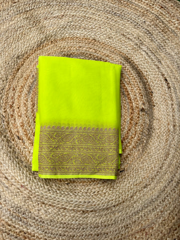 Neon green pure khaddi Georgette plain blouse