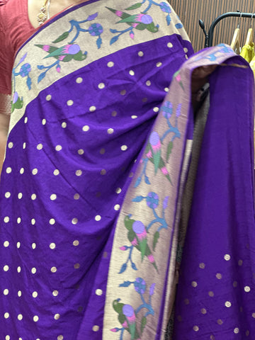 Purple tusser with Paithani sarees