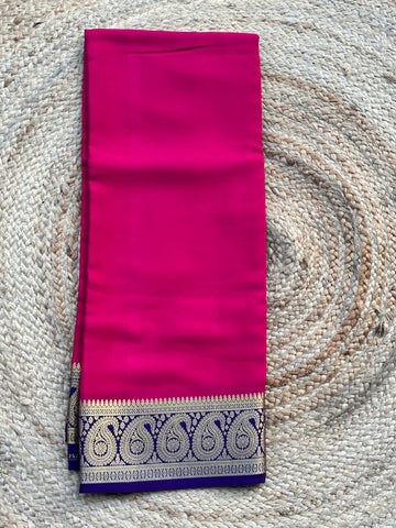 Pink and deep blue pure crepe Mysore Silk sarees 120 gsm