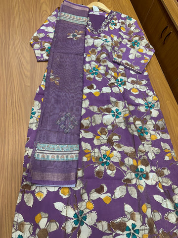 Lavender Pure chanderi Kurtha set