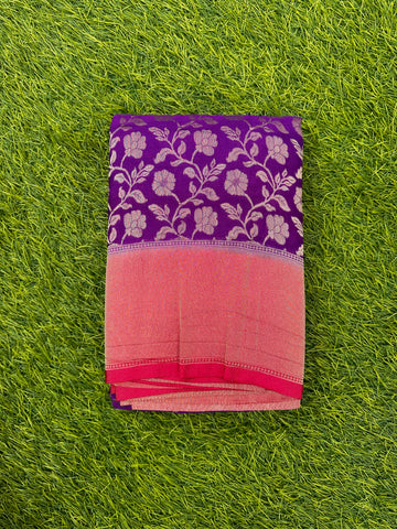 Designer georgette blue with pink combo