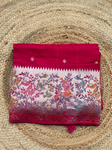 Pink tusser Paithani sarees