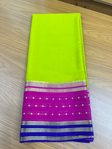 Neon green with pink pure crepe 120 gsm