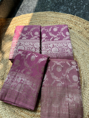 Onion pink soft georgette jaal pattern.