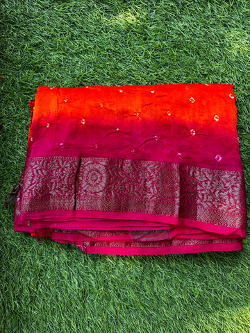 Chanderi silk with Bandini prints