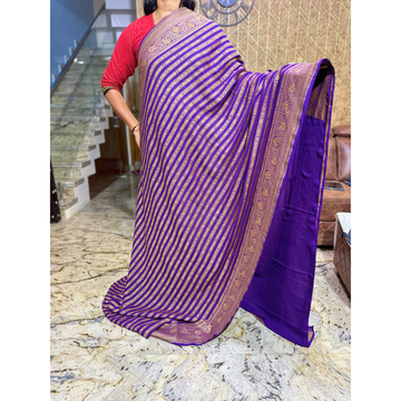Purple Stripes Pure Khaddi Georgette