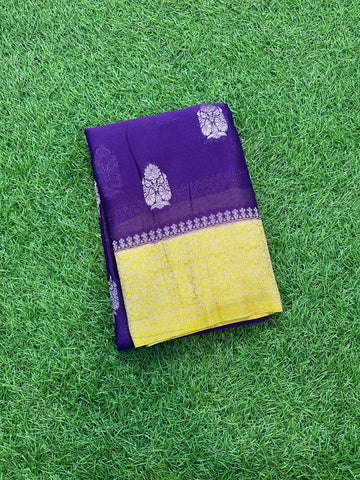 Purple and yellow soft crepe big butta