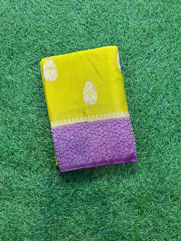 Yellow and purple soft crepe big butta