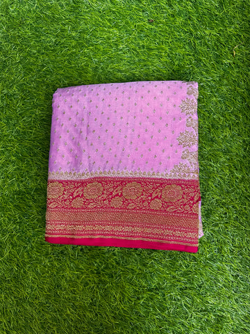 Baby pink pure crepe Banaras