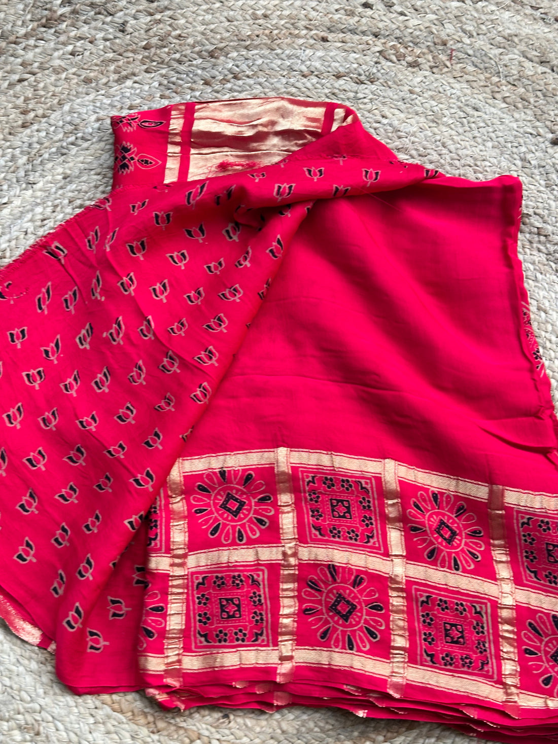 Strawberry pink pure modal silk with lotus print blouse