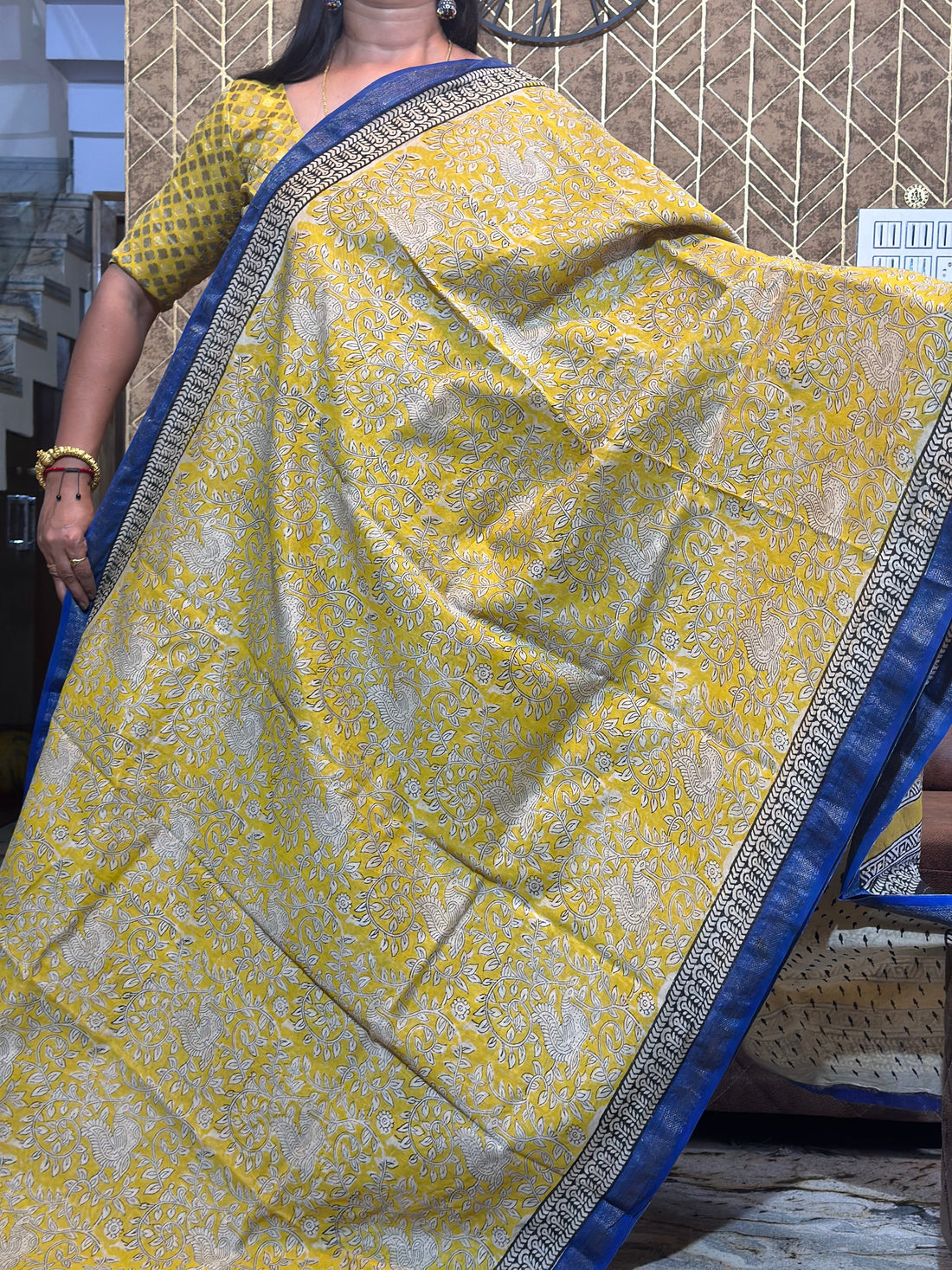 Mustard & Yellow Maheshwari silk