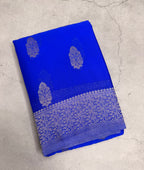 Royal blue big butta 107 designer soft crepe silk saree