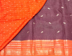 Brown contrast border checks Dola crepe saree