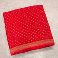 Red small butta pure benarasi crepe silk saree