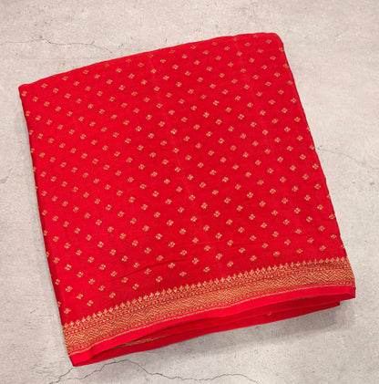 Red small butta pure benarasi crepe silk saree