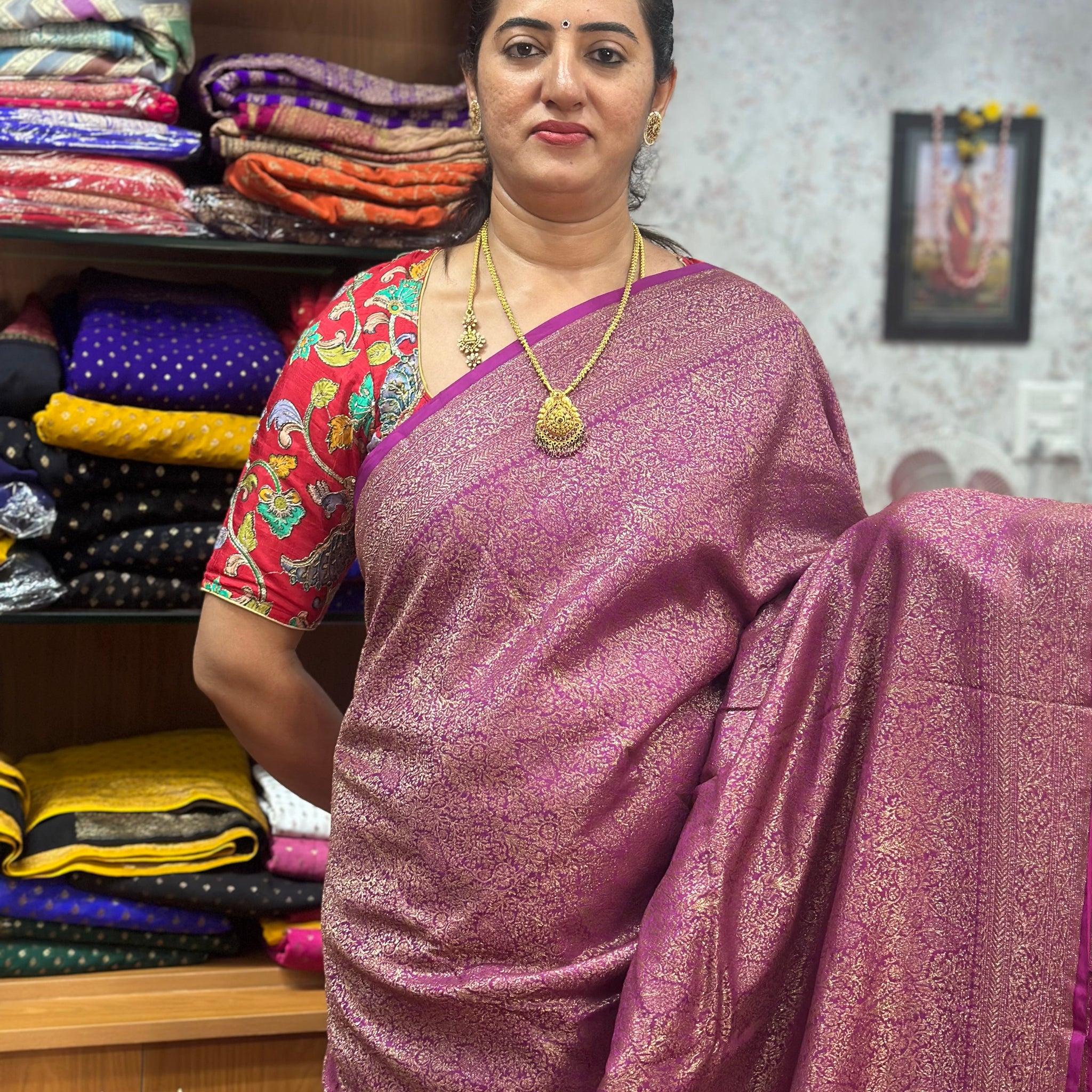 Mejentha purple crepe chiffon sarees