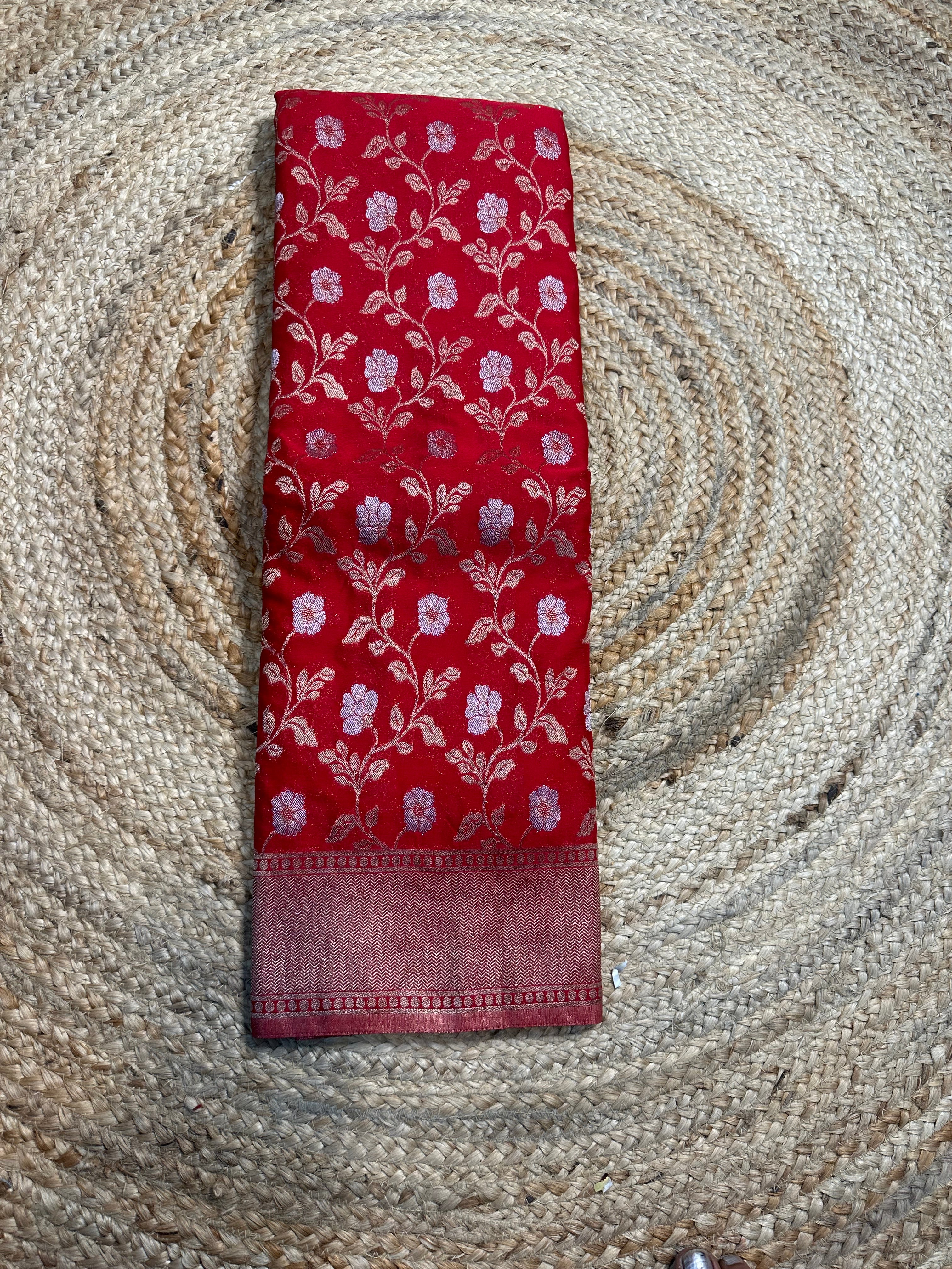 Red designer georgette in jaal pattern