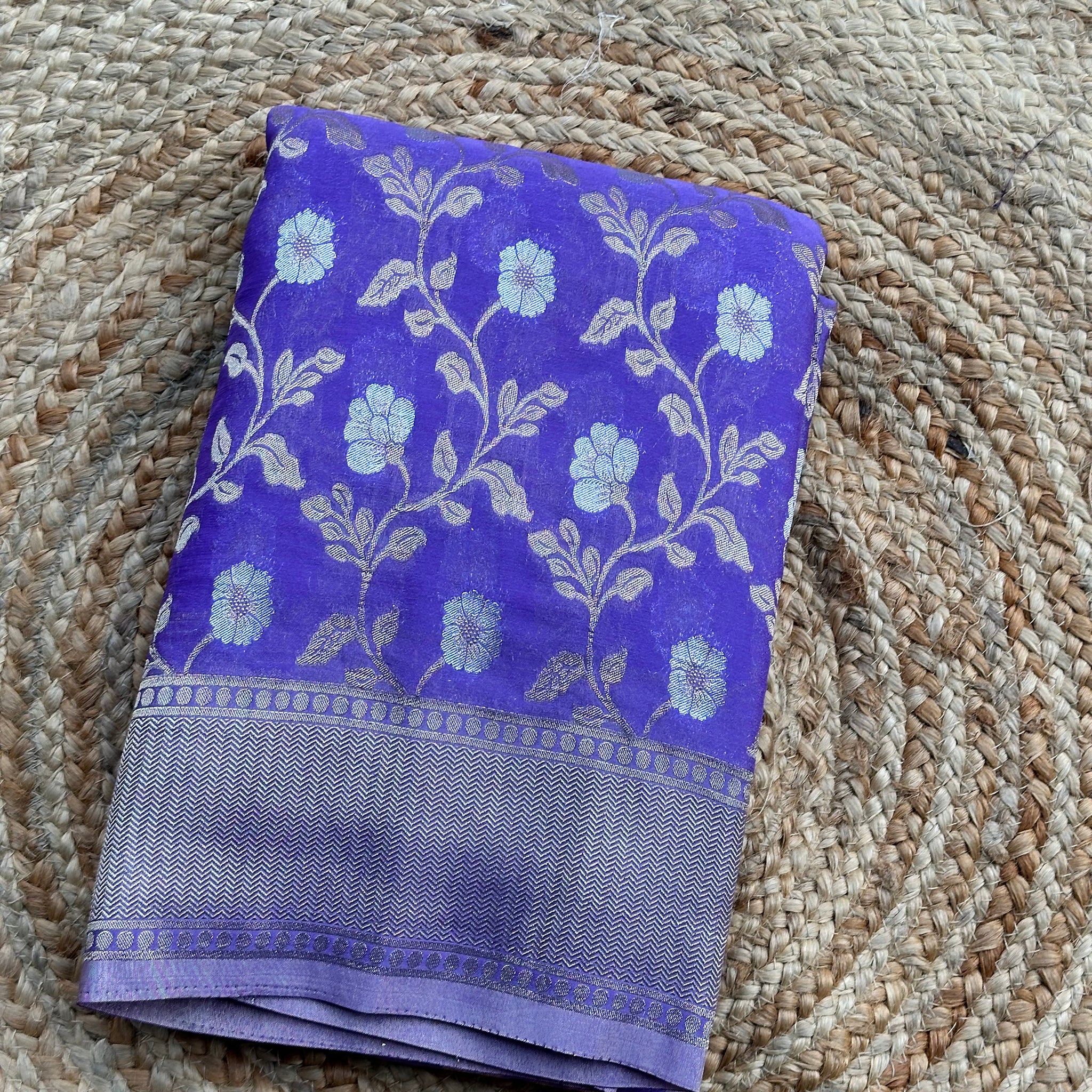 Lilac designer georgette jaal pattern